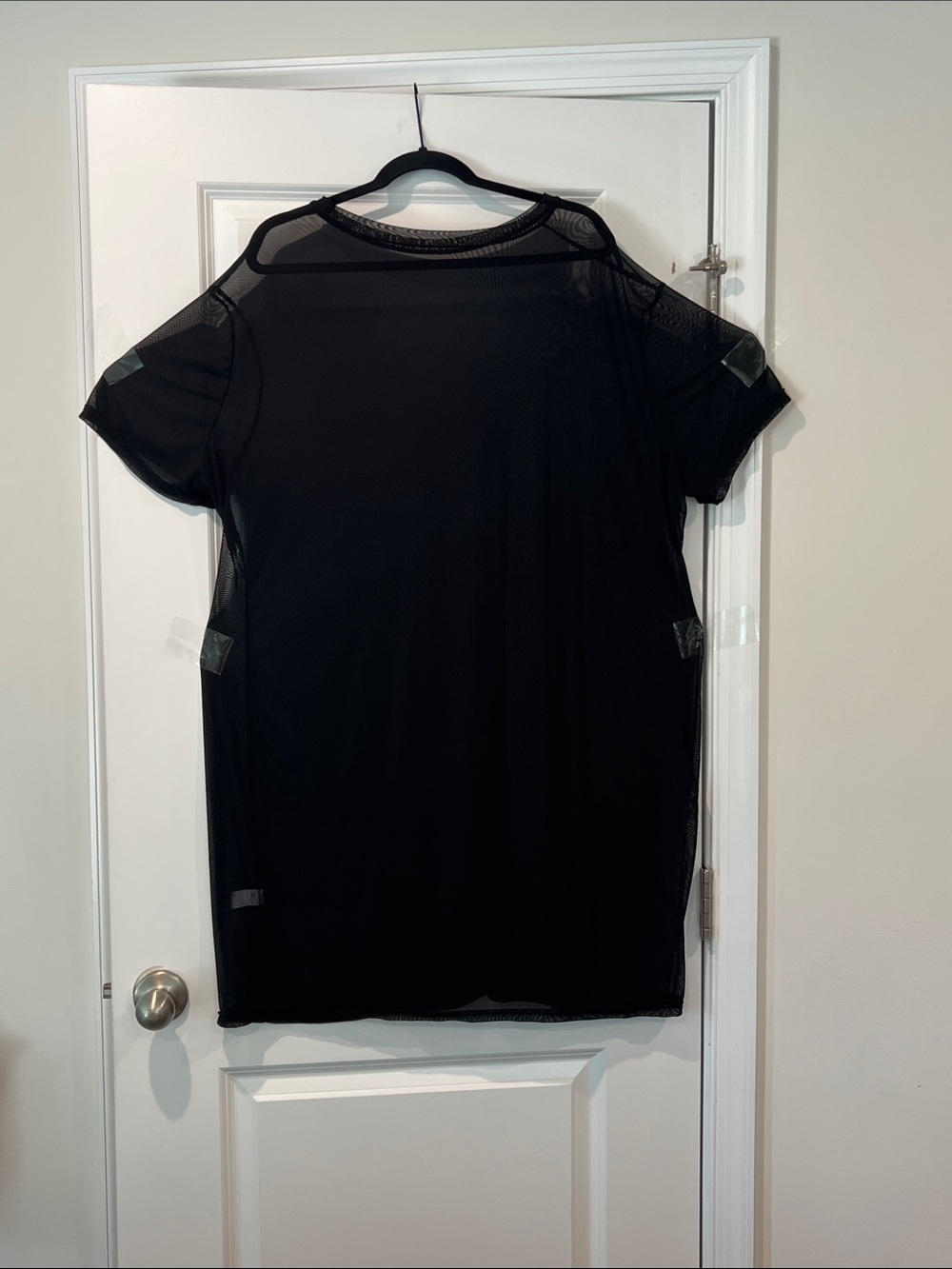 Women's Black Short-Sleeve Mesh Tee